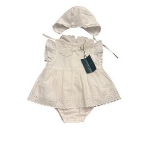 Dress & Briefs Newborn Cotton Off-White Set Infant 3-6M Girl